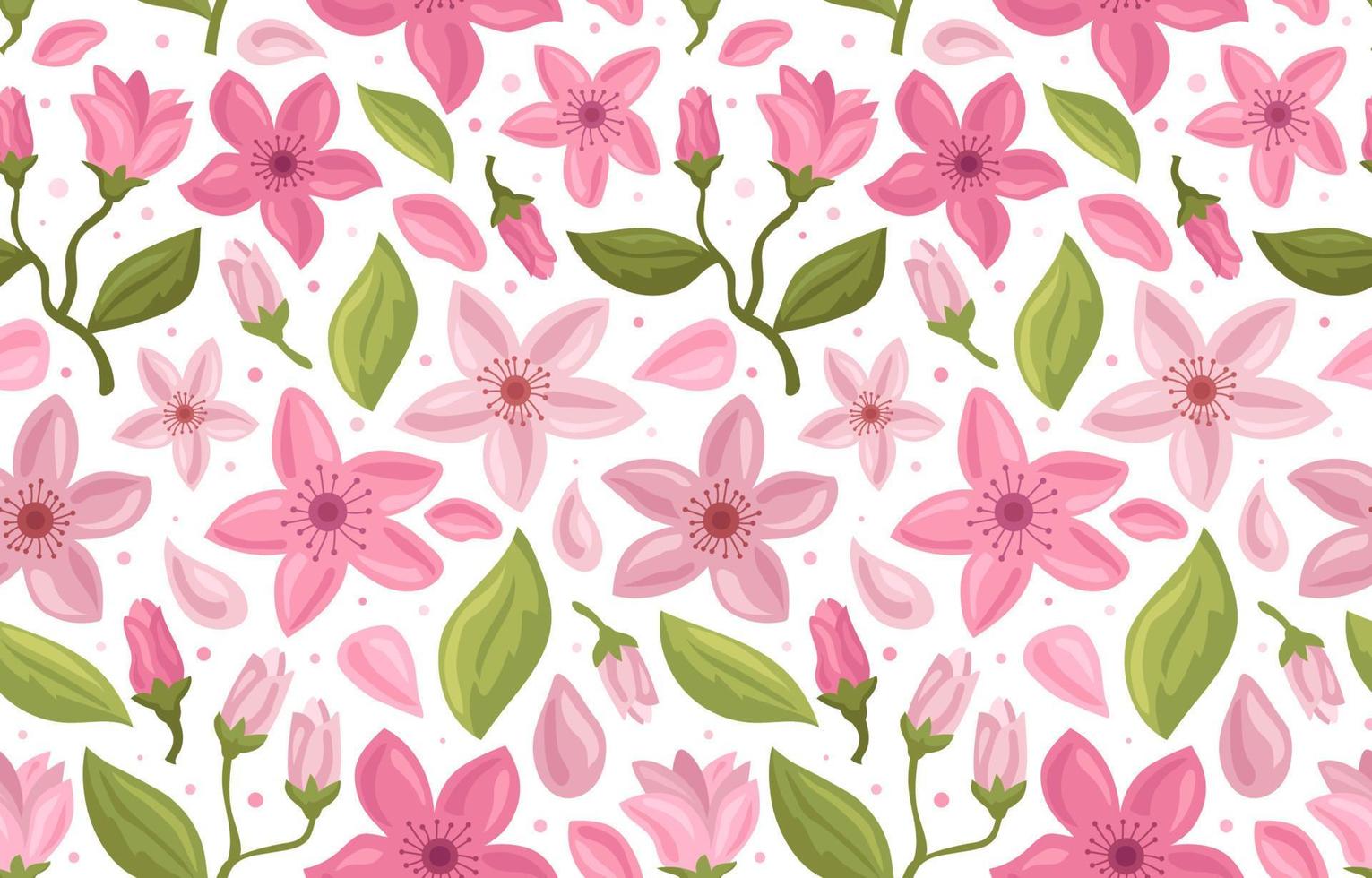 Cute Cherry Blossom Seamless Pattern vector
