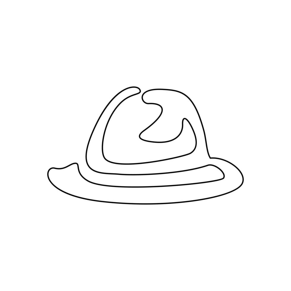 sombrero de una sola línea dibujado a mano vector