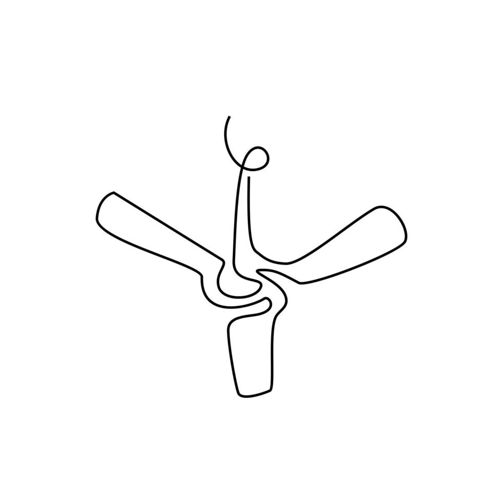 Ceiling fan single line drawing vector