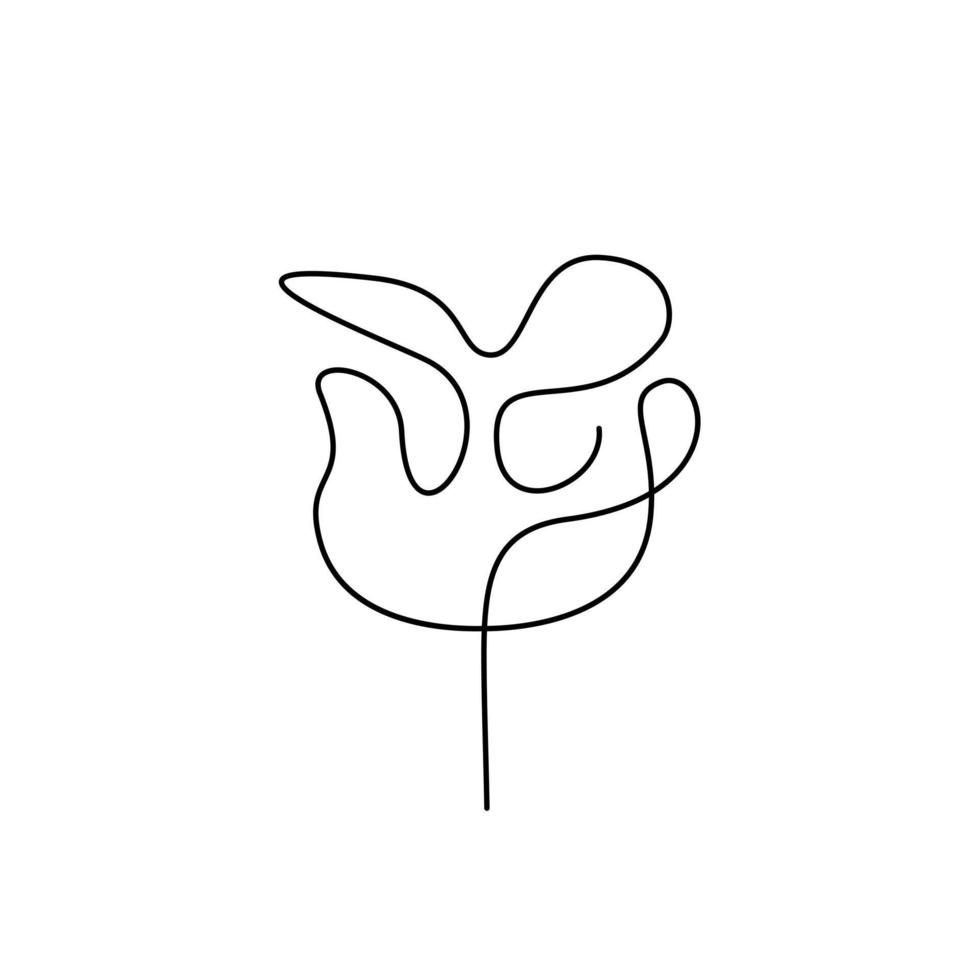 Hand drawn single line rose flower vector