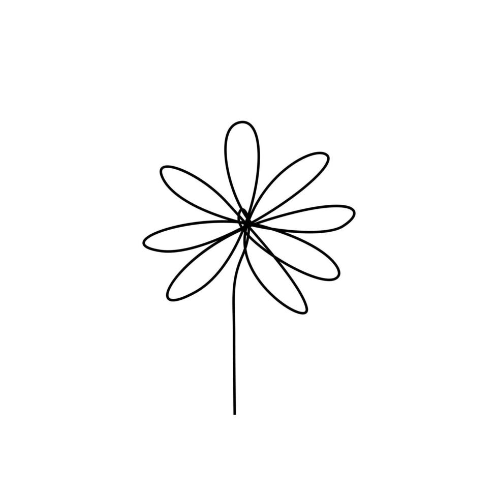 Simple one line drawing flower vector