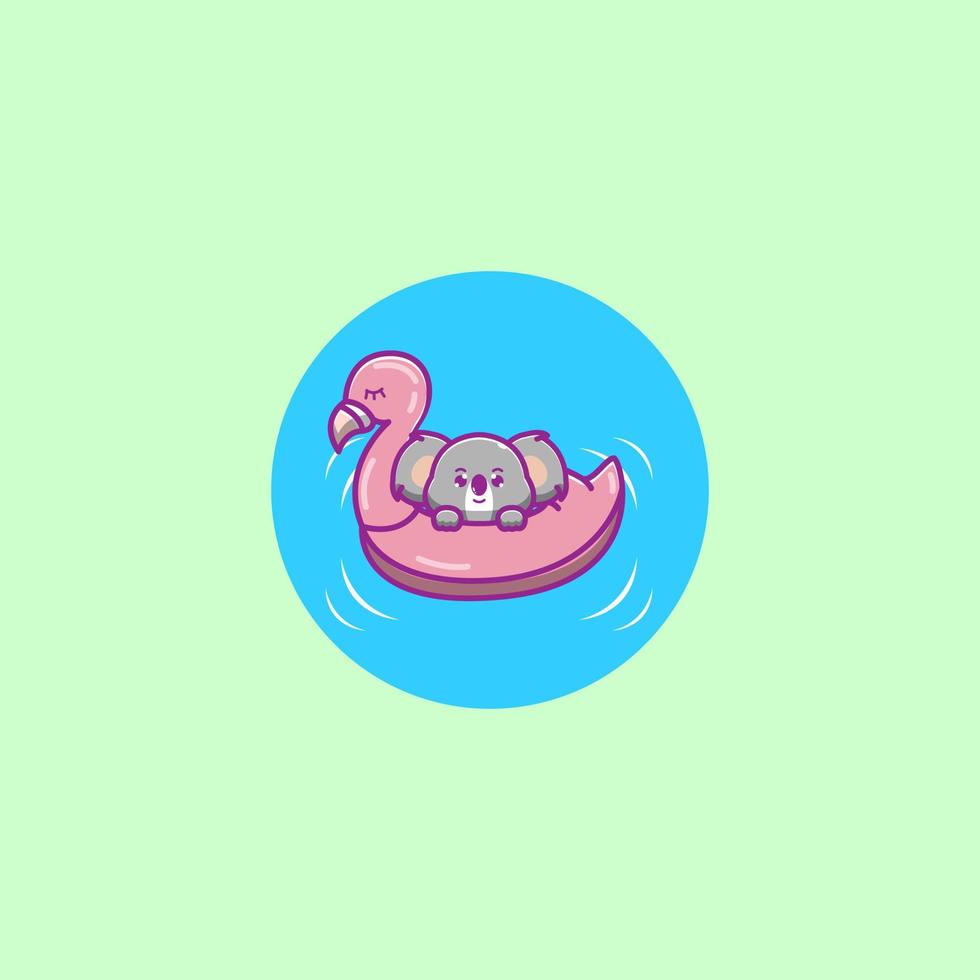 koala wearing a flamingo swimming balloon vector