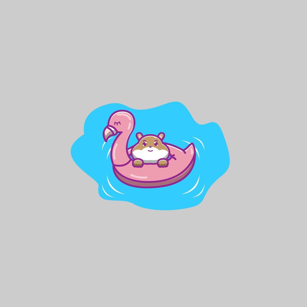 hamster wearing a flamingo swimming balloon vector