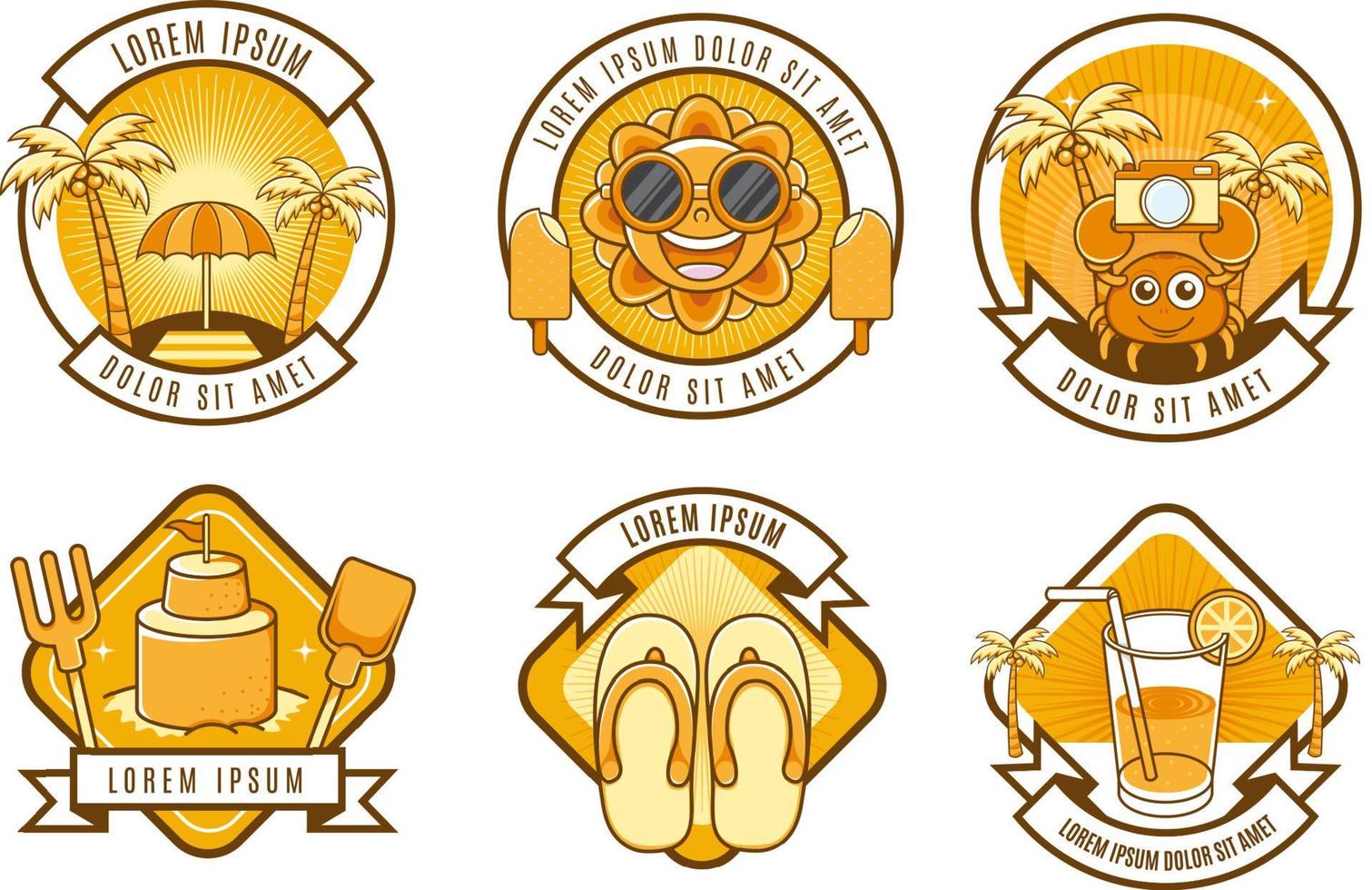 kawaii and cute summer logo badge set vector