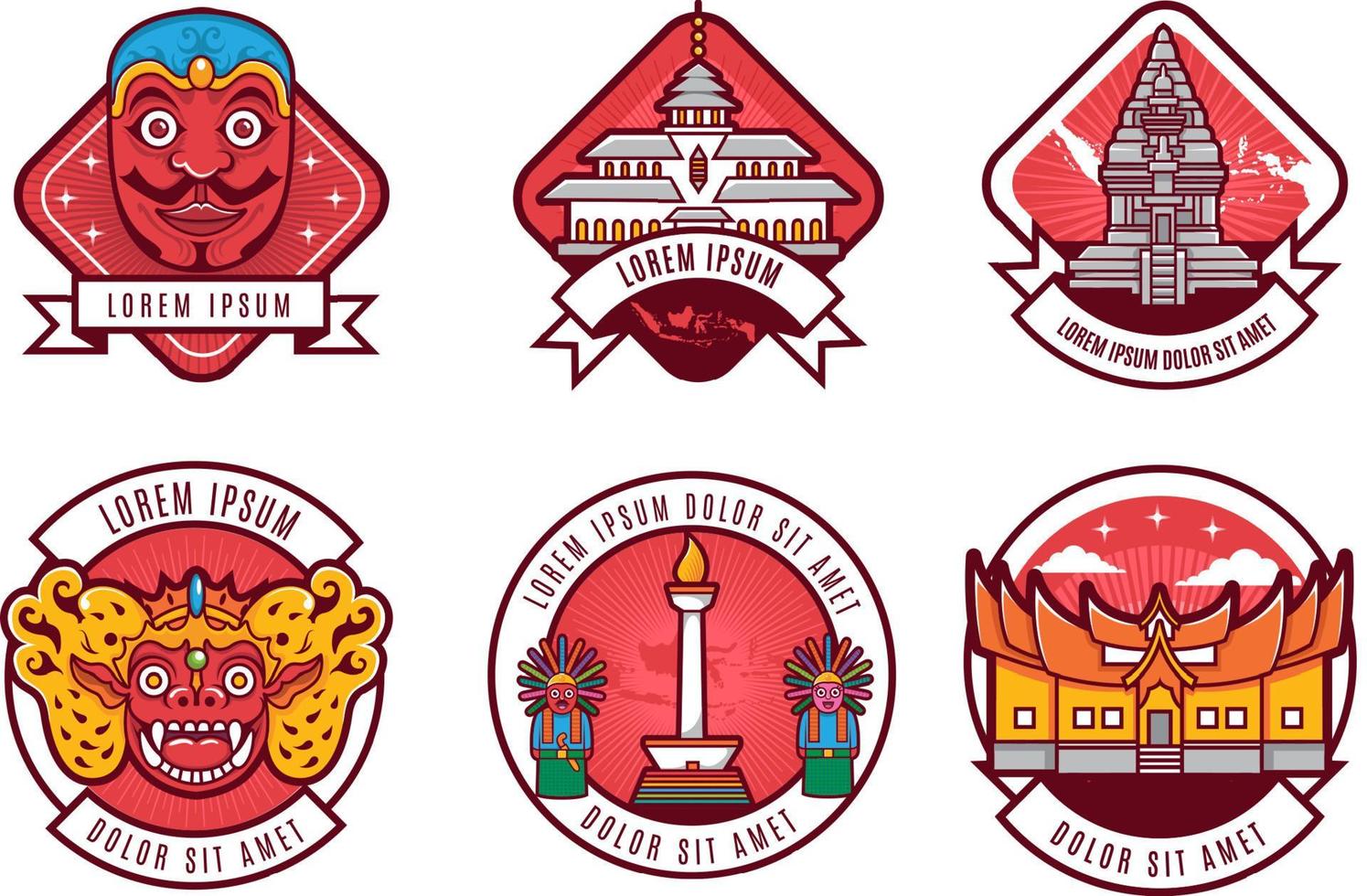 south east asia indonesia culture heritage logo badge set vector