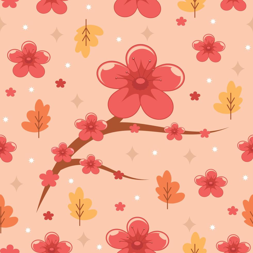 Cute Cherry Blossom Seamless Pattern vector