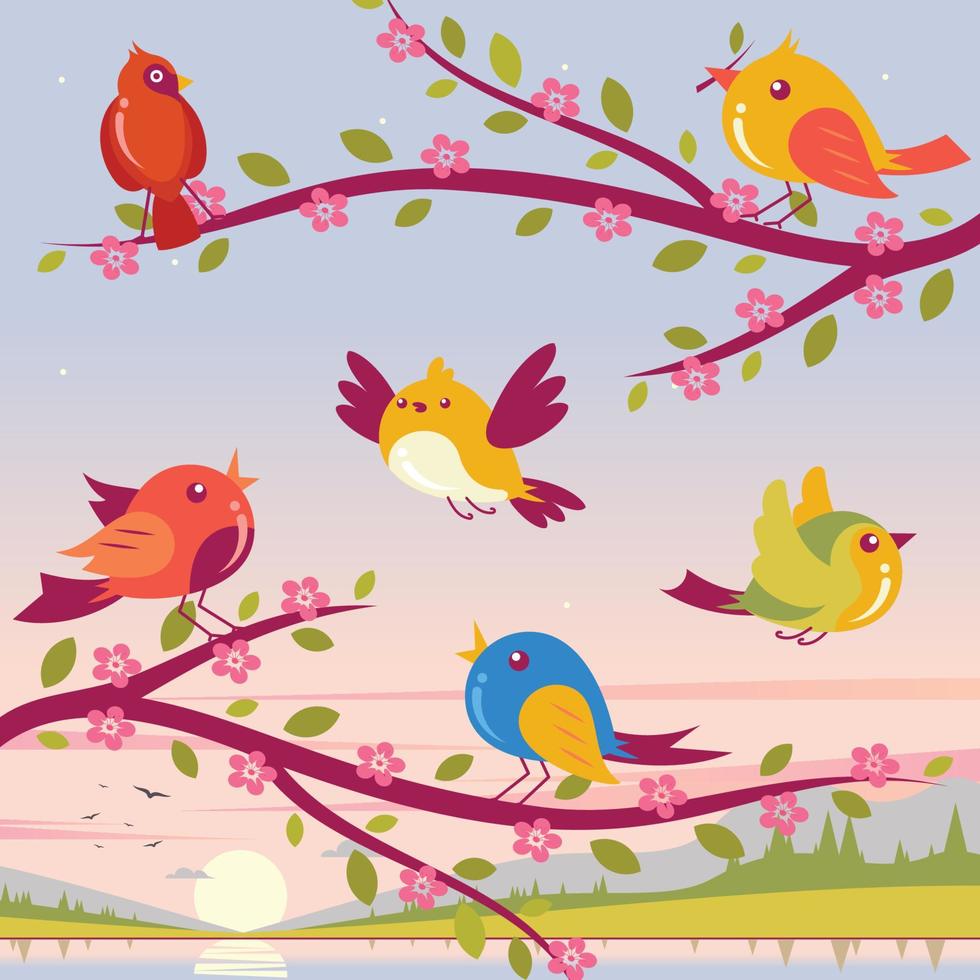 fondo de pájaro de primavera vector