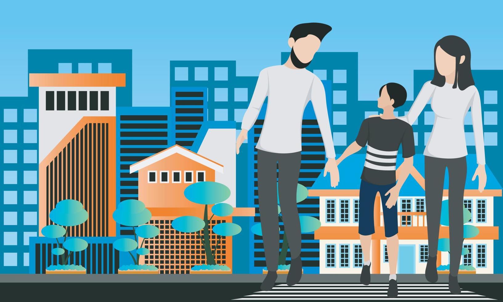 Flat style illustration of harmonious family vector