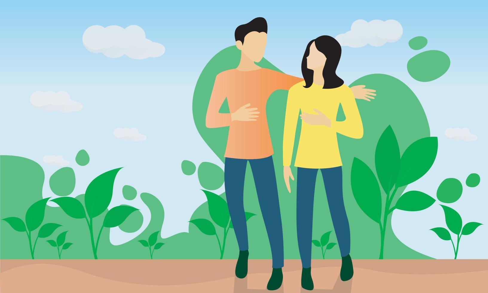 Flat style illustration of lovers having fun vector