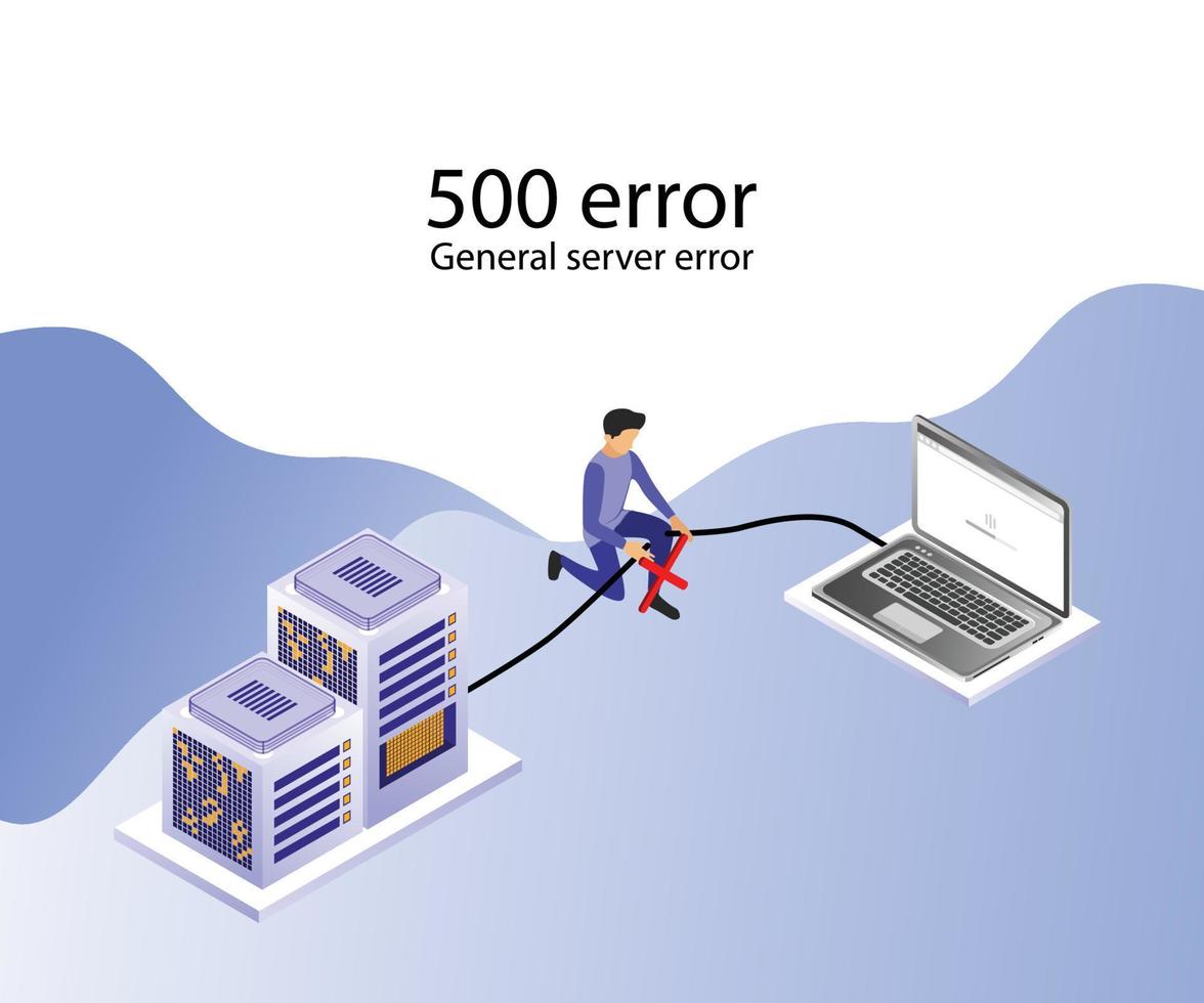 Isometric style illustration of an error server vector