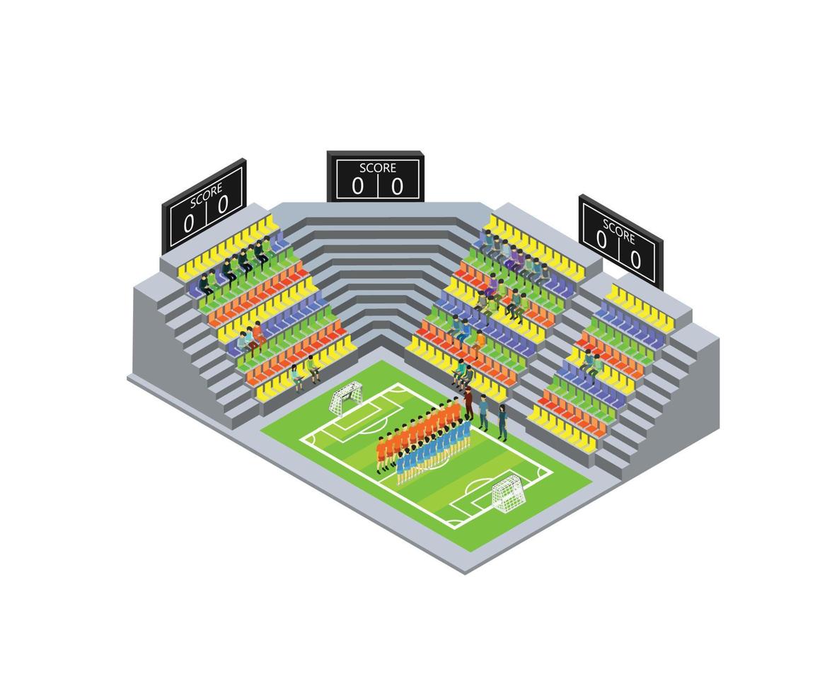 Isometric style illustration of a football stadium vector