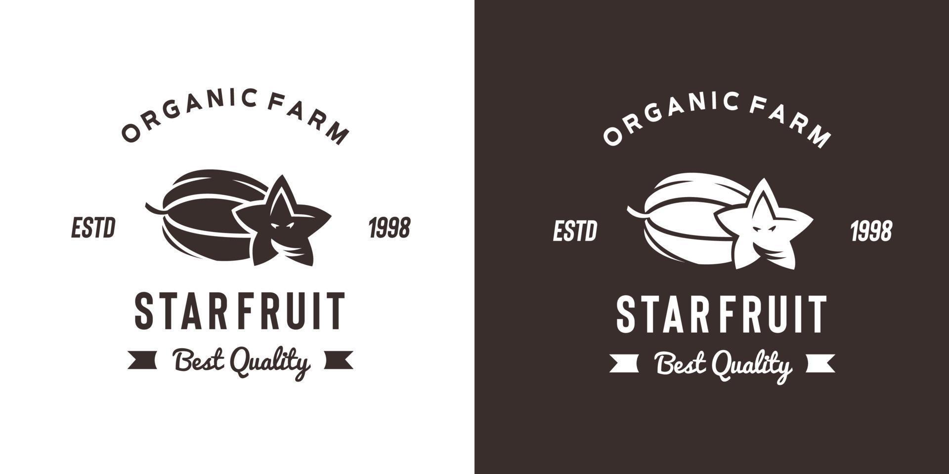 vintage starfruit logo illustration suitable for fruit shop and fruit farm vector