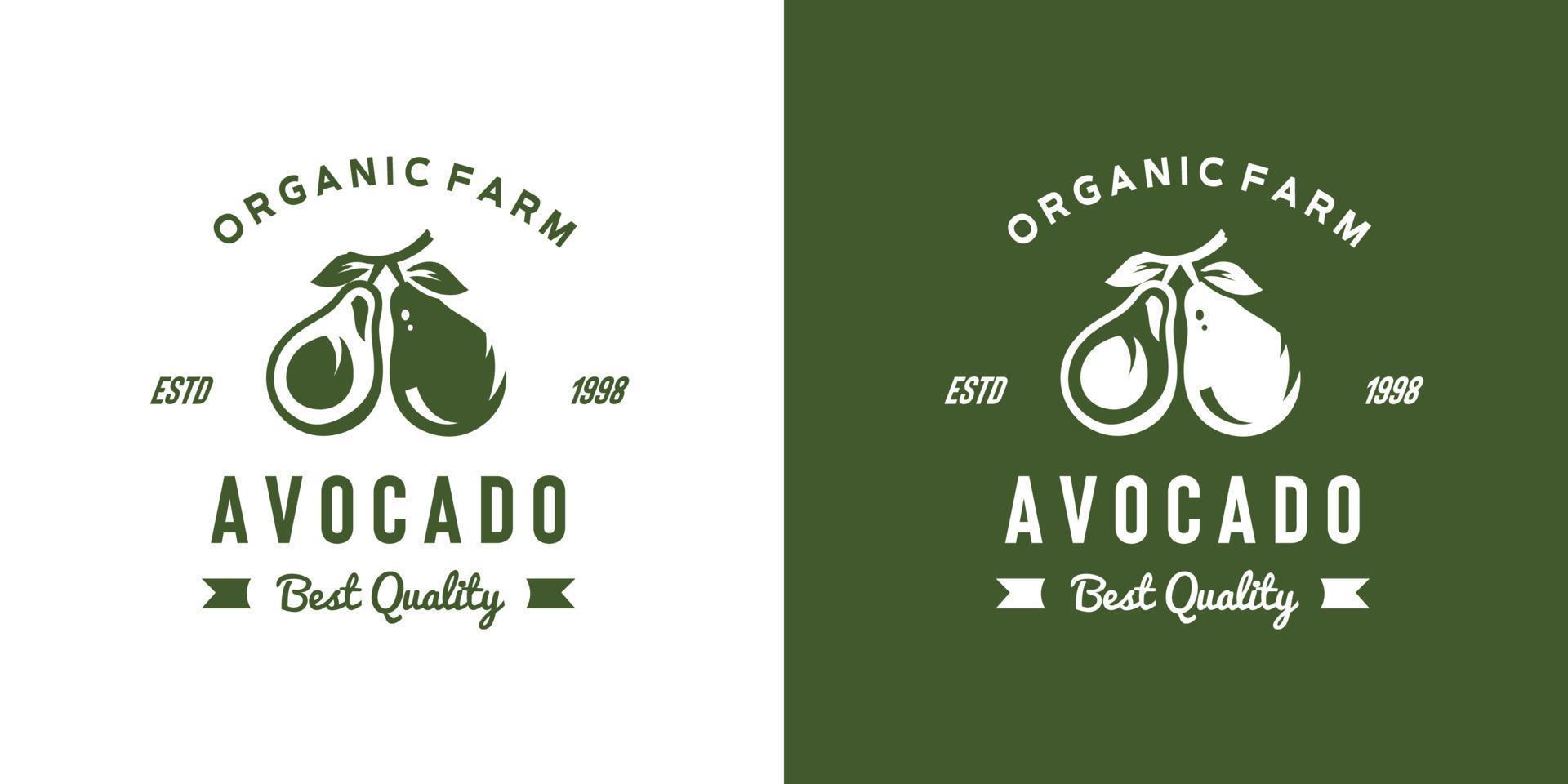 ilustración de logotipo de fruta de aguacate vintage adecuada para frutería y granja de frutas vector