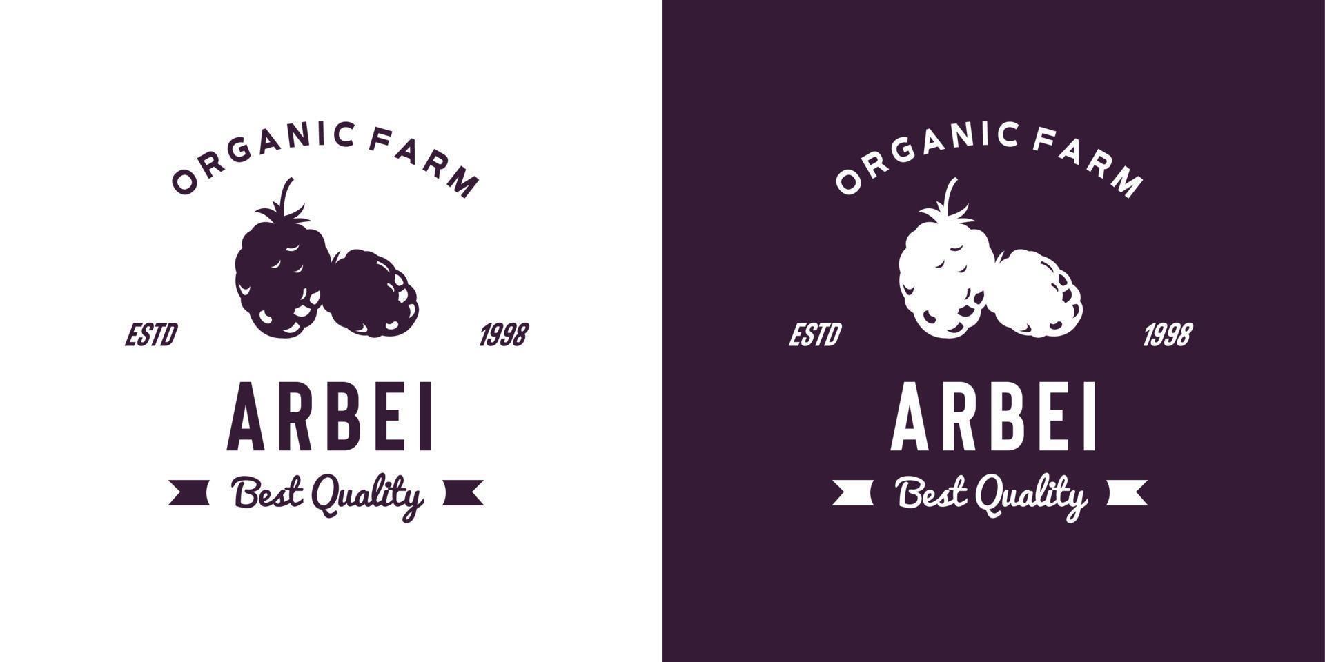 ilustración del logotipo de la fruta arbei vintage adecuada para la tienda de frutas y la granja de frutas vector