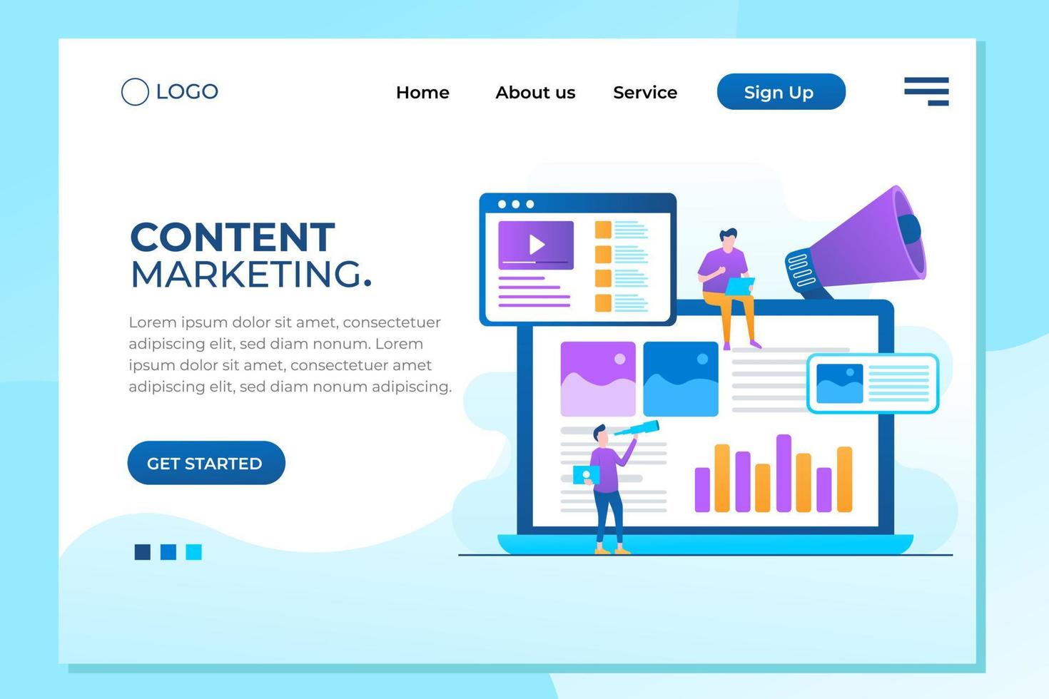 Agency and digital marketing concept. Content marketing concept. can use for web banner, infographics, hero images. Flat isometric illustration. Landing page vector