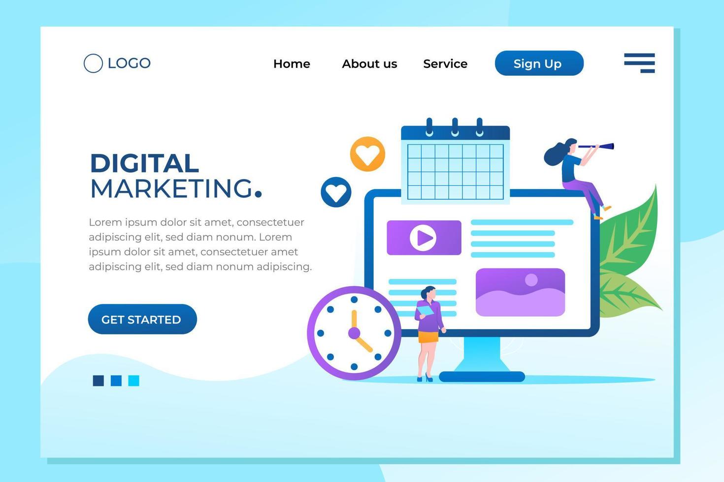 Agency and digital marketing concept. Content marketing concept. can use for web banner, infographics, hero images. Flat isometric illustration. Landing page vector