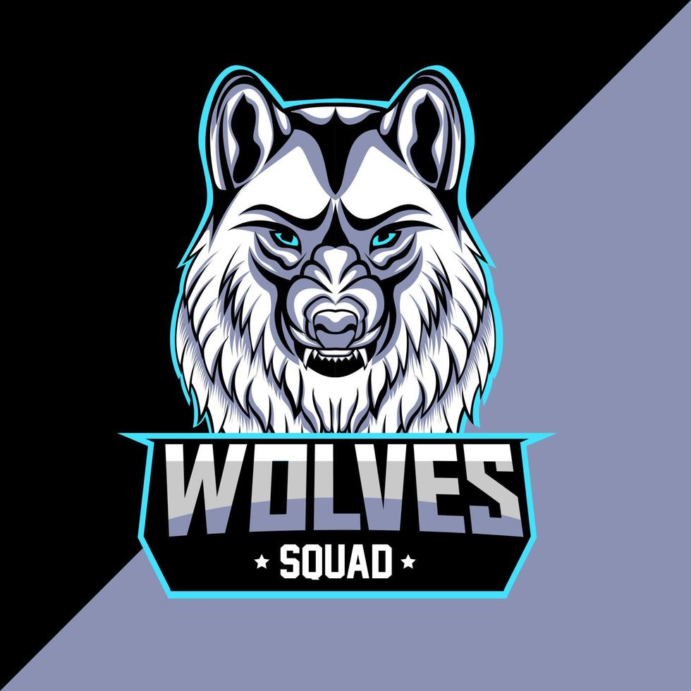 white wolves mascot esport logo design vector