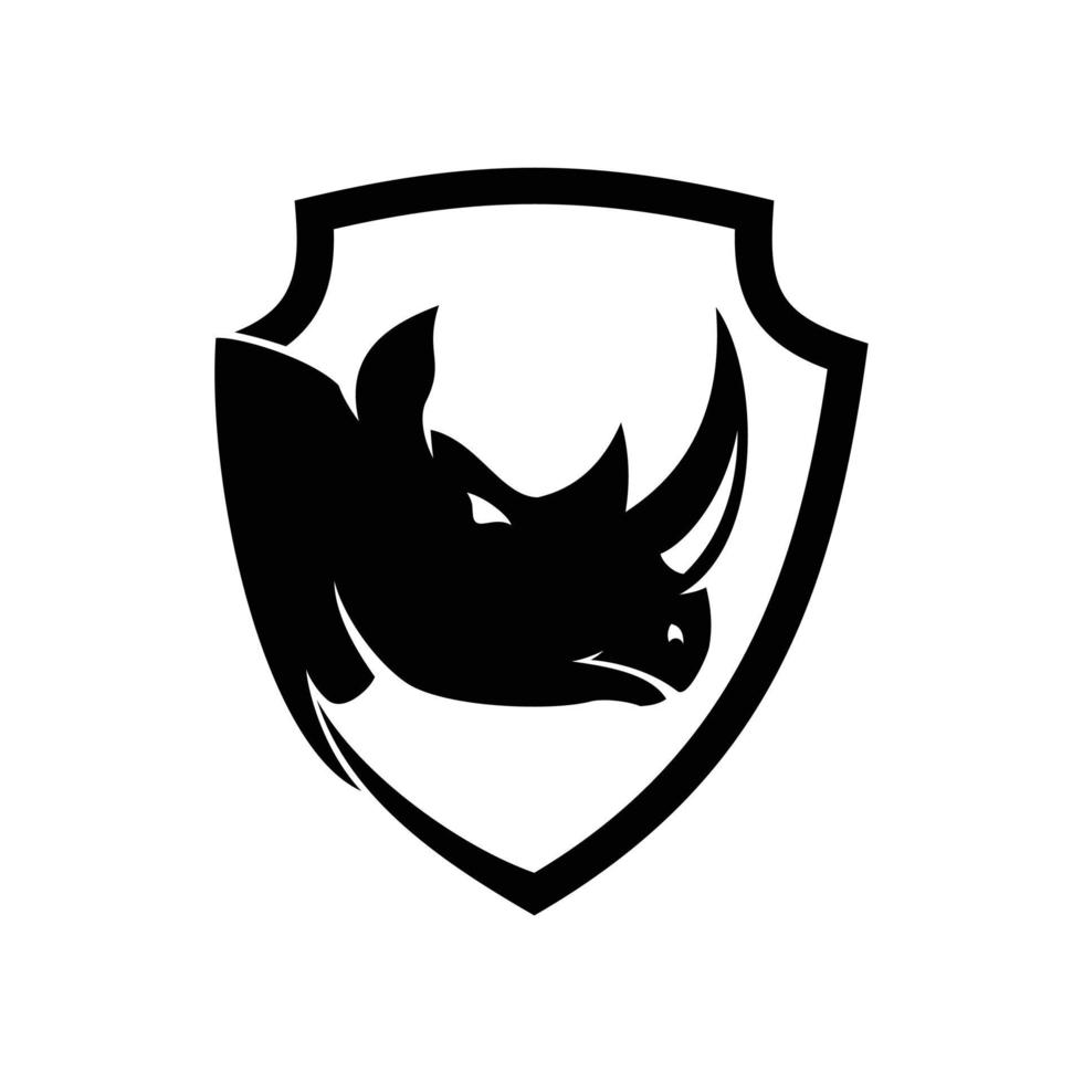 logotipo de rinoceronte y escudo vector