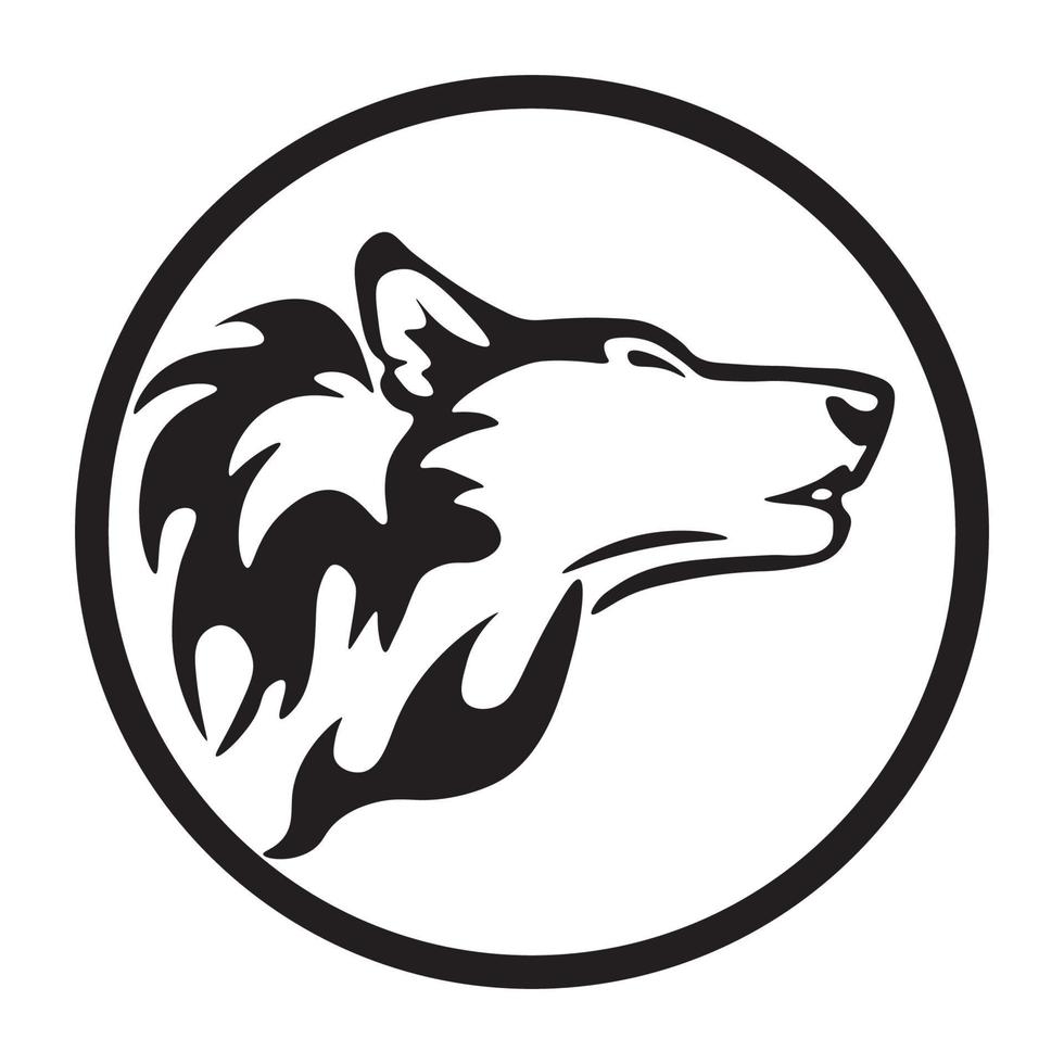 icono de cabeza de lobo en el círculo para el logotipo de la comunidad, el logotipo de la empresa, la imagen del fondo de pantalla y más vector