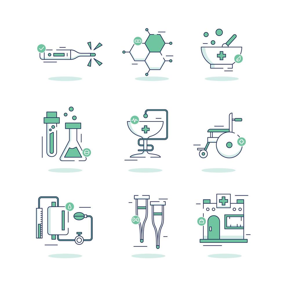Apothecaries Healthcare Icon Set vector