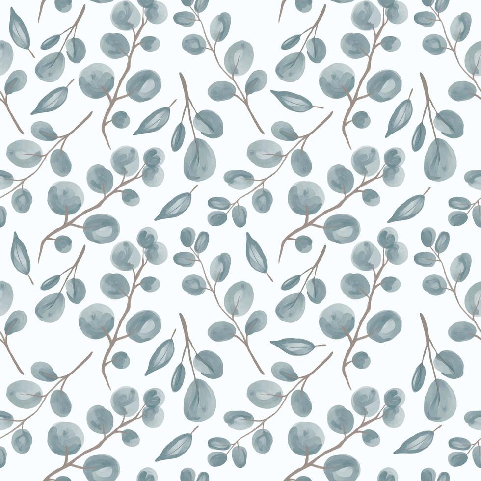 patrón sin costuras de acuarela floral de eucalipto. ilustración vectorial Fondo de ramas de vegetación tropical para bodas. vector