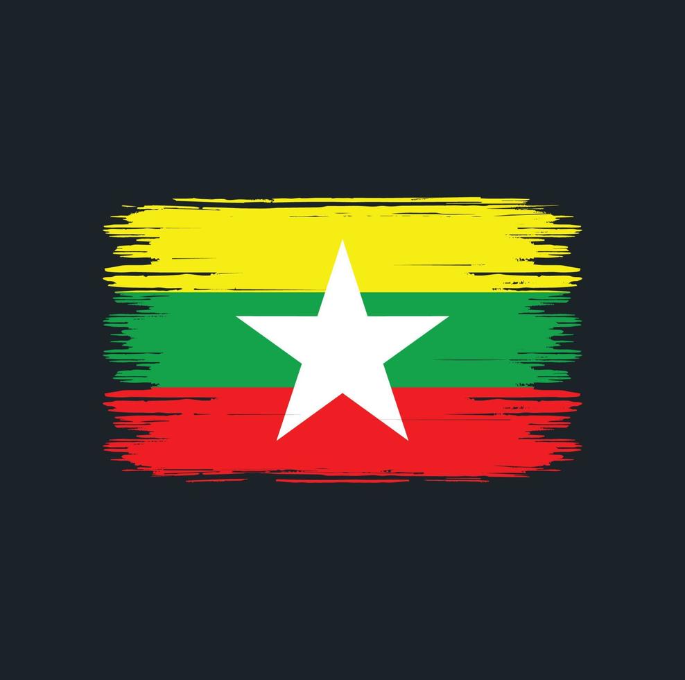 Myanmar Flag Brush. National flag vector