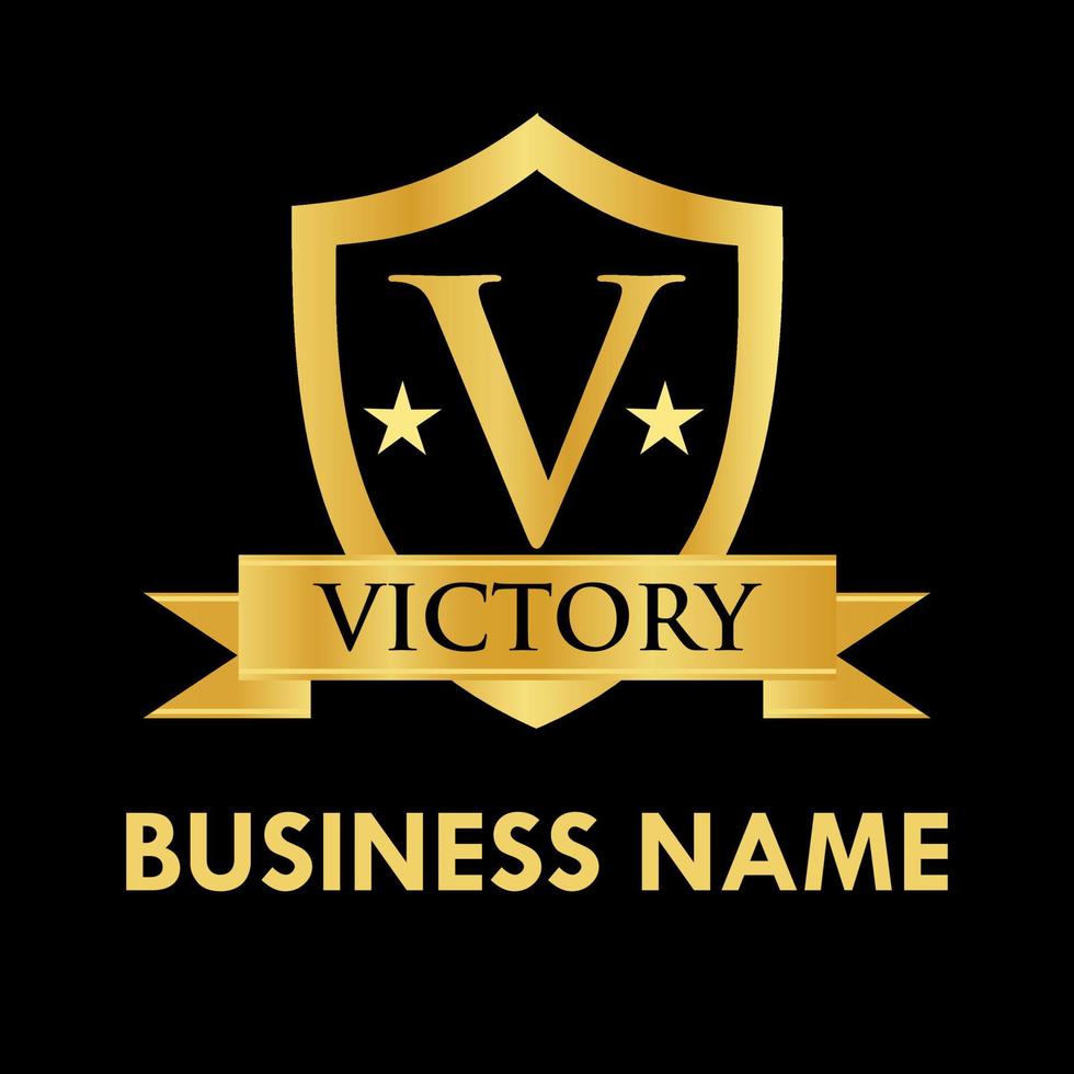 Victory logo template illustration. suitable for luxury, royal brand, label, banner, badge, fashion, boutique, etc, you can change font  V and victory vector