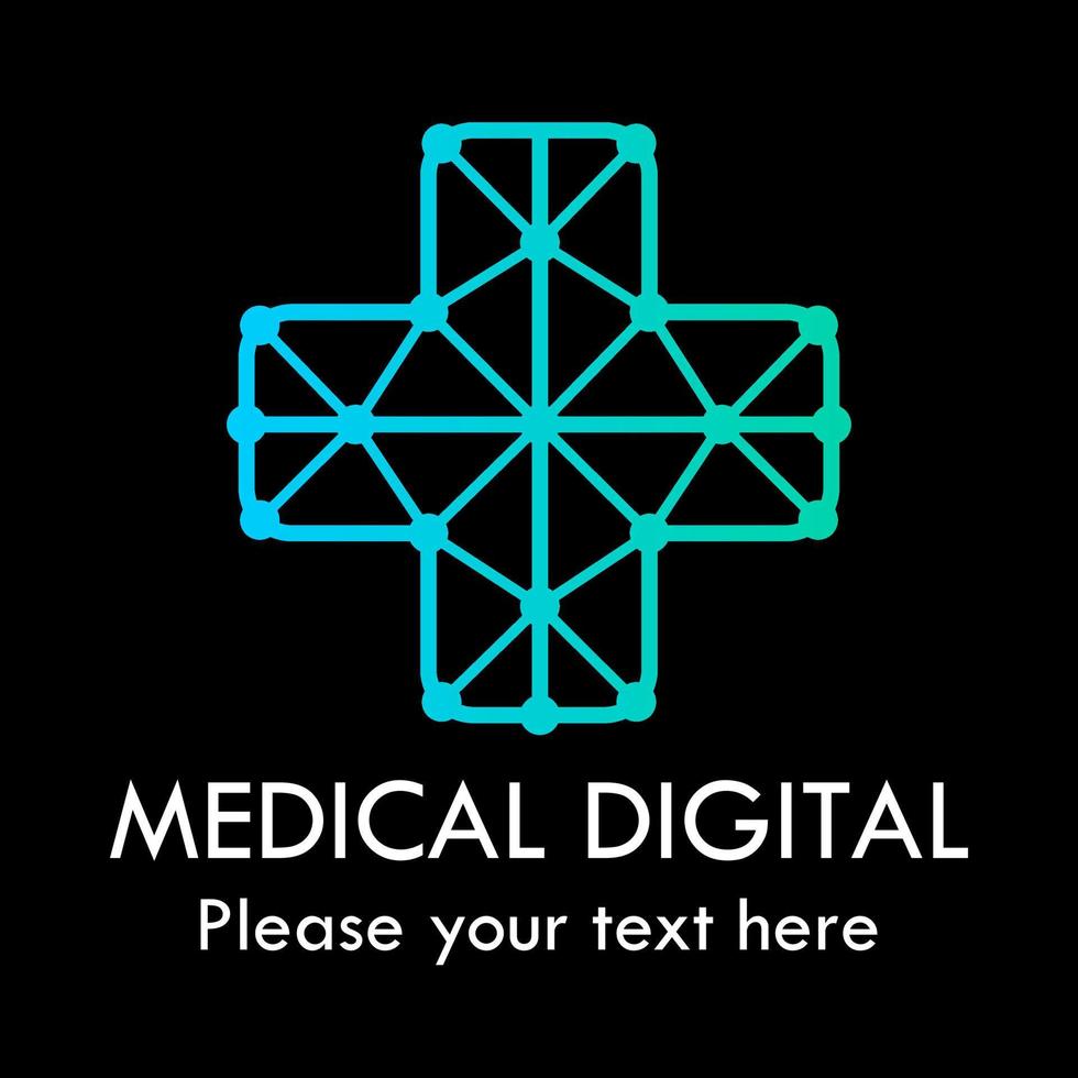 Medical digital logo design template illustration. there is cross, suitable for medical, web, pharmacy, internet, network, branding, media, globe, clinic, business, etc vector