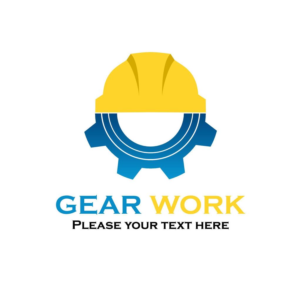 Gear with safety helm logo template illustration vector