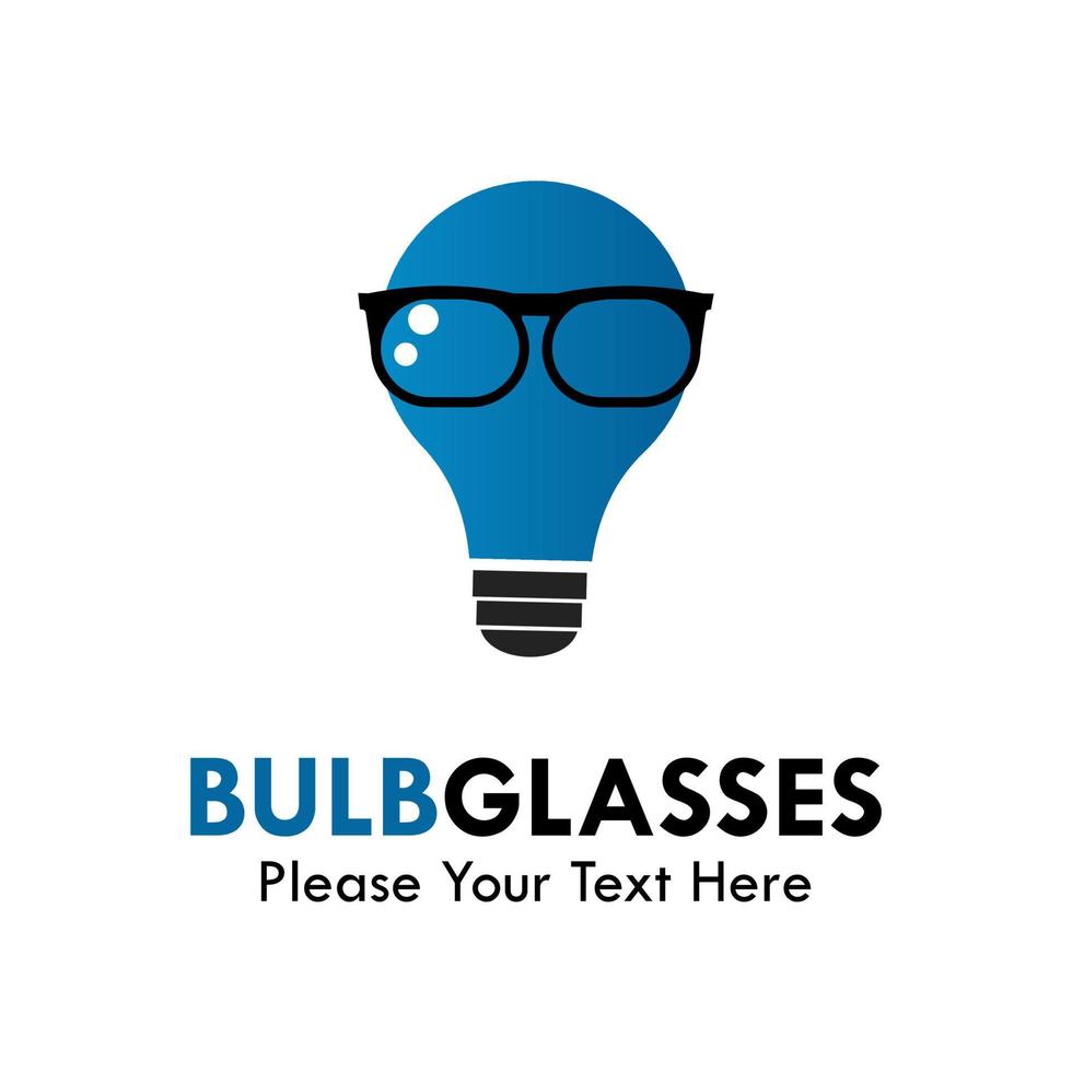 Bulb glasses logo template illustration. suitable for education, intelligent, light, technology, electric, brand, web, media, label etc vector