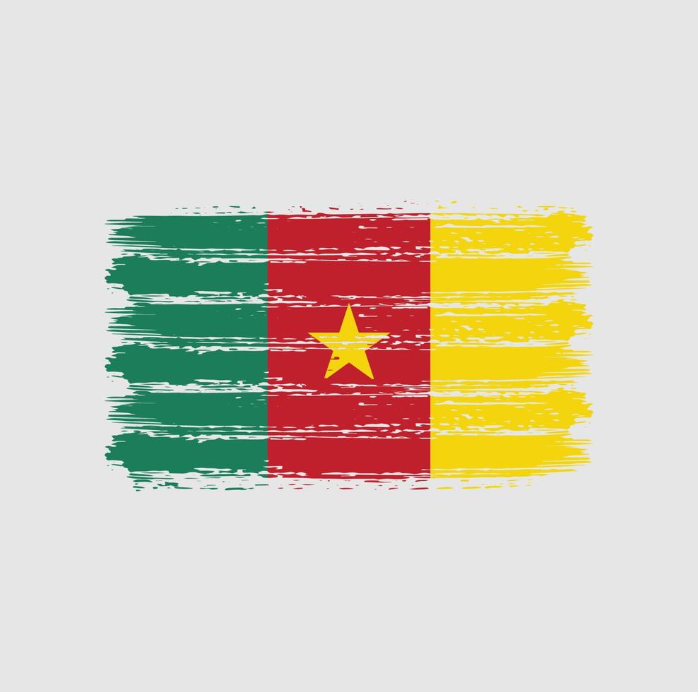Cameroon Flag Brush Strokes. National Flag vector