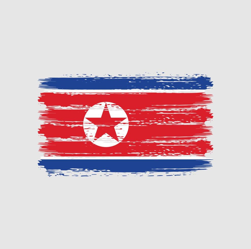 trazos de pincel de bandera de corea del norte. bandera nacional vector