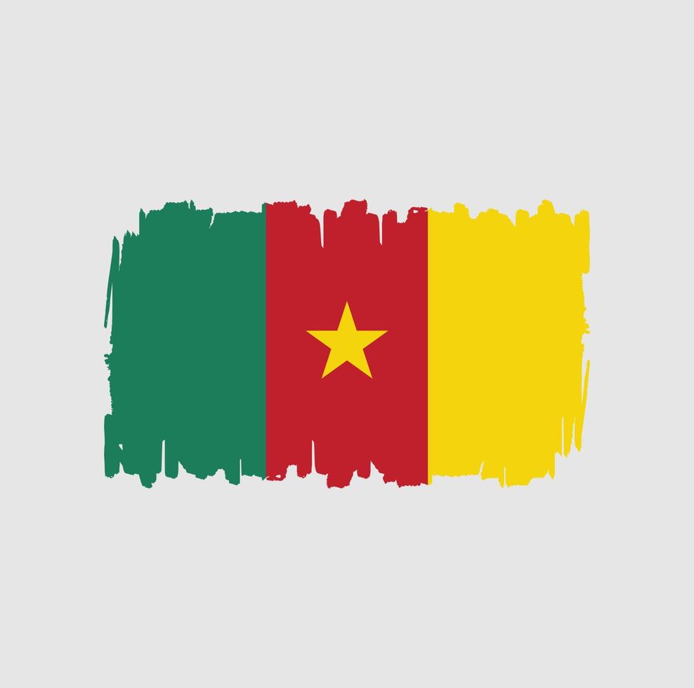 Cameroon Flag Brush Strokes. National Flag vector