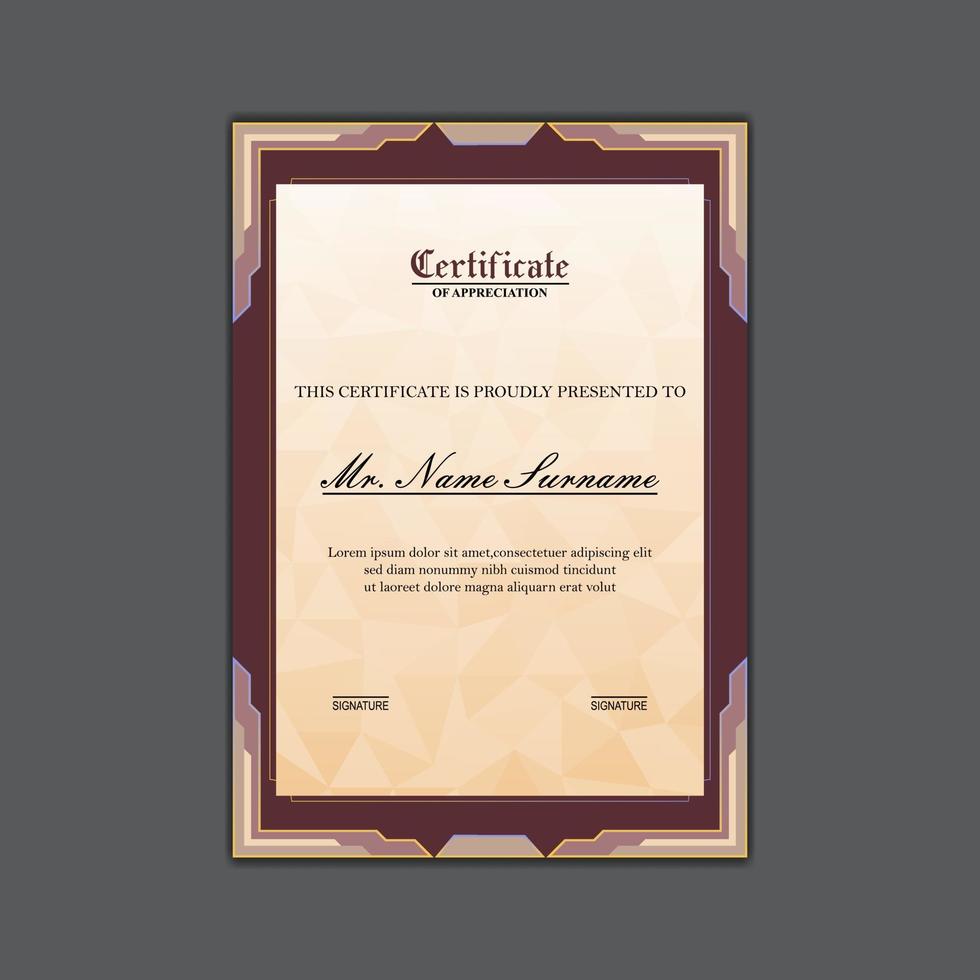 luxury certificate template design, modern with an elegant blend of classic textures behind it. premium and elegant. suitable for company vector