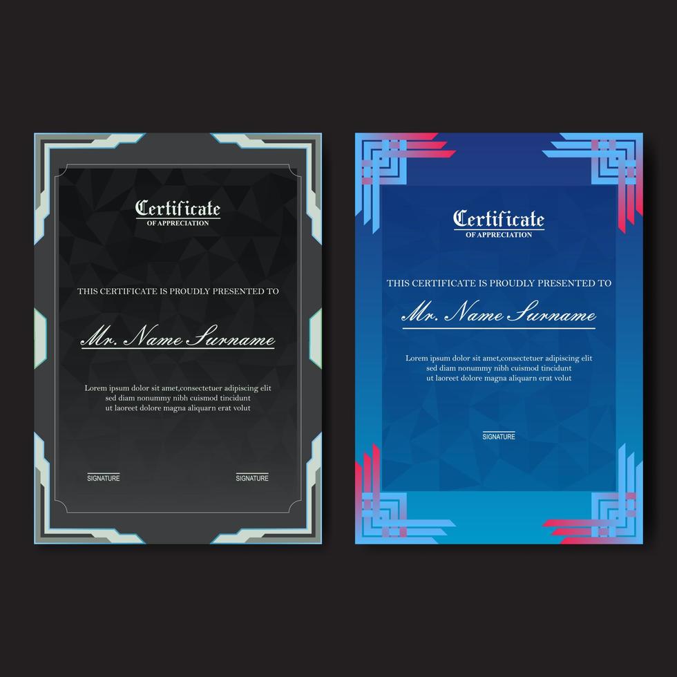 modern and elegant set of award certificate design vector