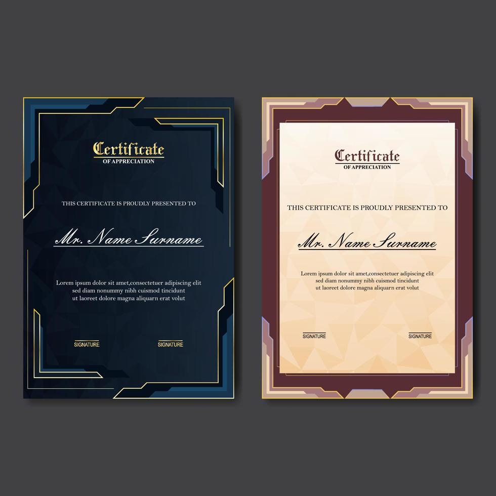 modern and elegant set of award certificate design vector