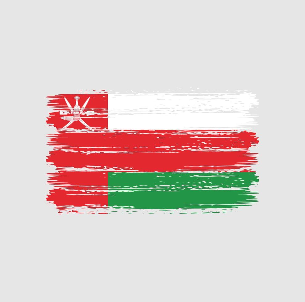 trazos de pincel de bandera de omán. bandera nacional vector