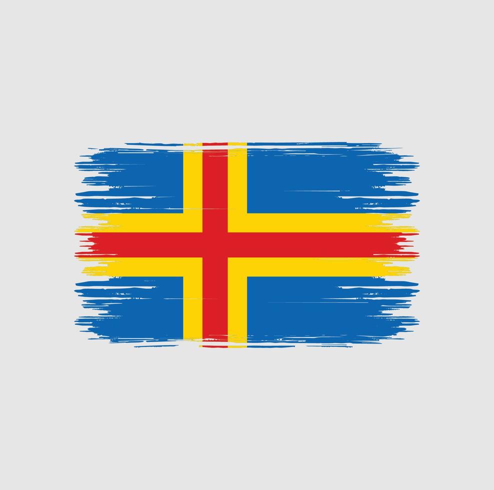 pincel de bandera de las islas aland. bandera nacional vector