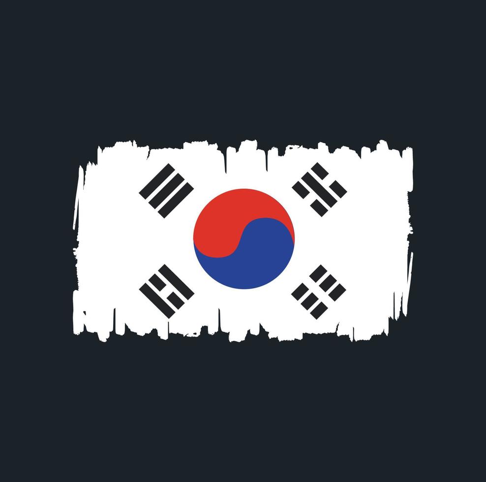 trazos de pincel de la bandera de corea del sur. bandera nacional vector