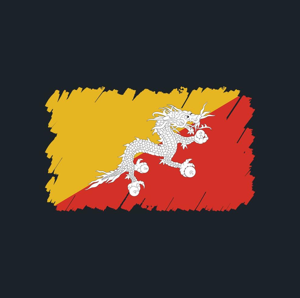 Bhutan Flag Brush vector