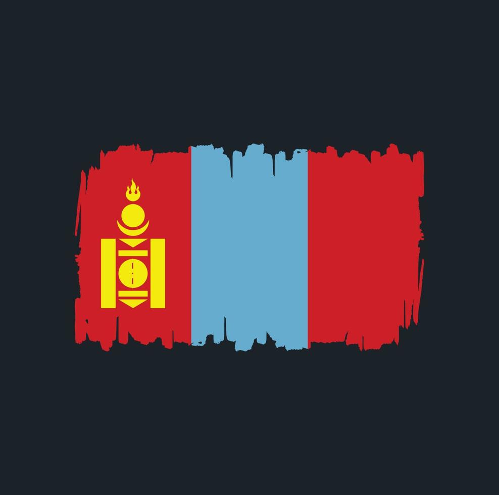 trazos de pincel de bandera de mongolia. bandera nacional vector