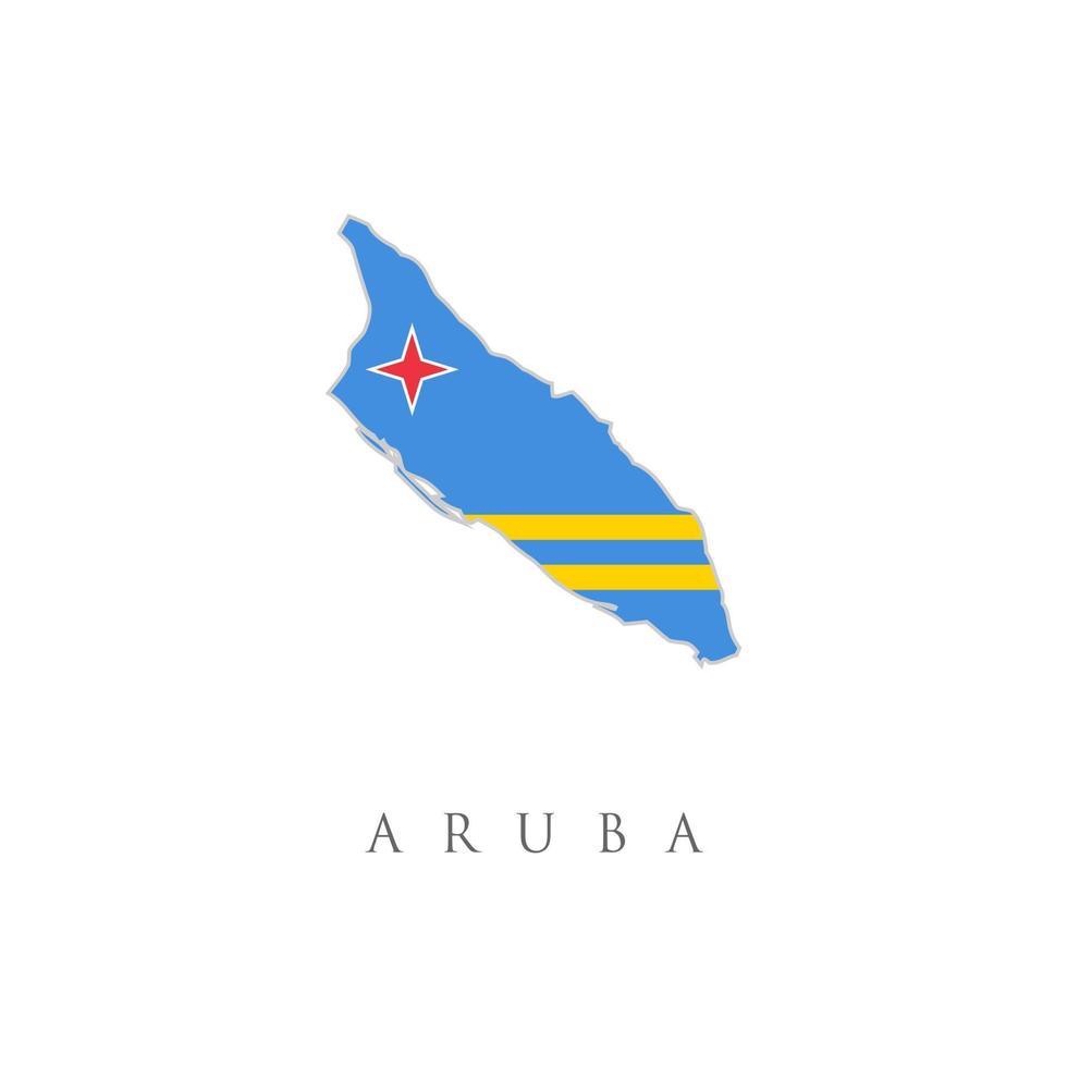 Flag of the Aruba overlaid on detailed outline map. Map of Aruba with the flag of Aruba isolated on white background. Vector illustration.