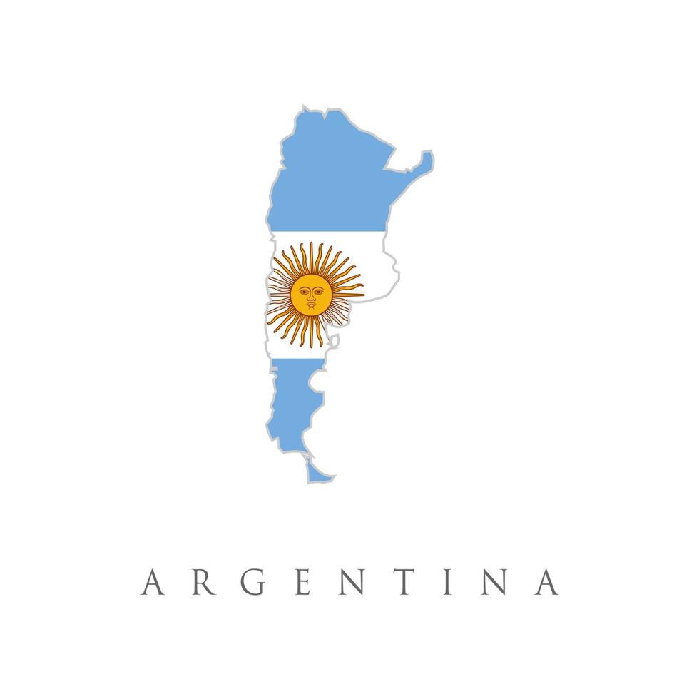 bandera del país argentino dentro del logotipo del icono del diseño del contorno del mapa. alto detallado del mapa de ilustración vectorial argentina con bandera. mapa de la república argentina con la decoración de la bandera nacional. vector