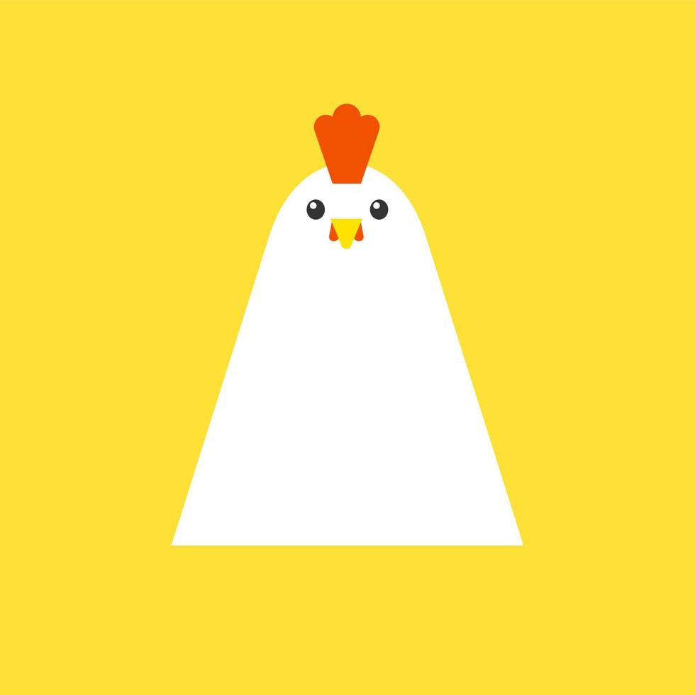 Cute little chicken isolated on color background. bird farm, poultry animal concept icon, vector illustration and stock