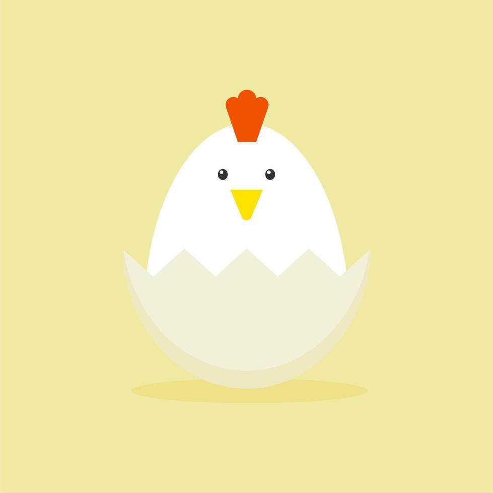 Cute vector cartoon illustration of baby chicken hatching from the egg. Funny and educational illustration. Chicken hatching. Cracked chick egg, hatch eggs and hatched easter chicks cartoon vector