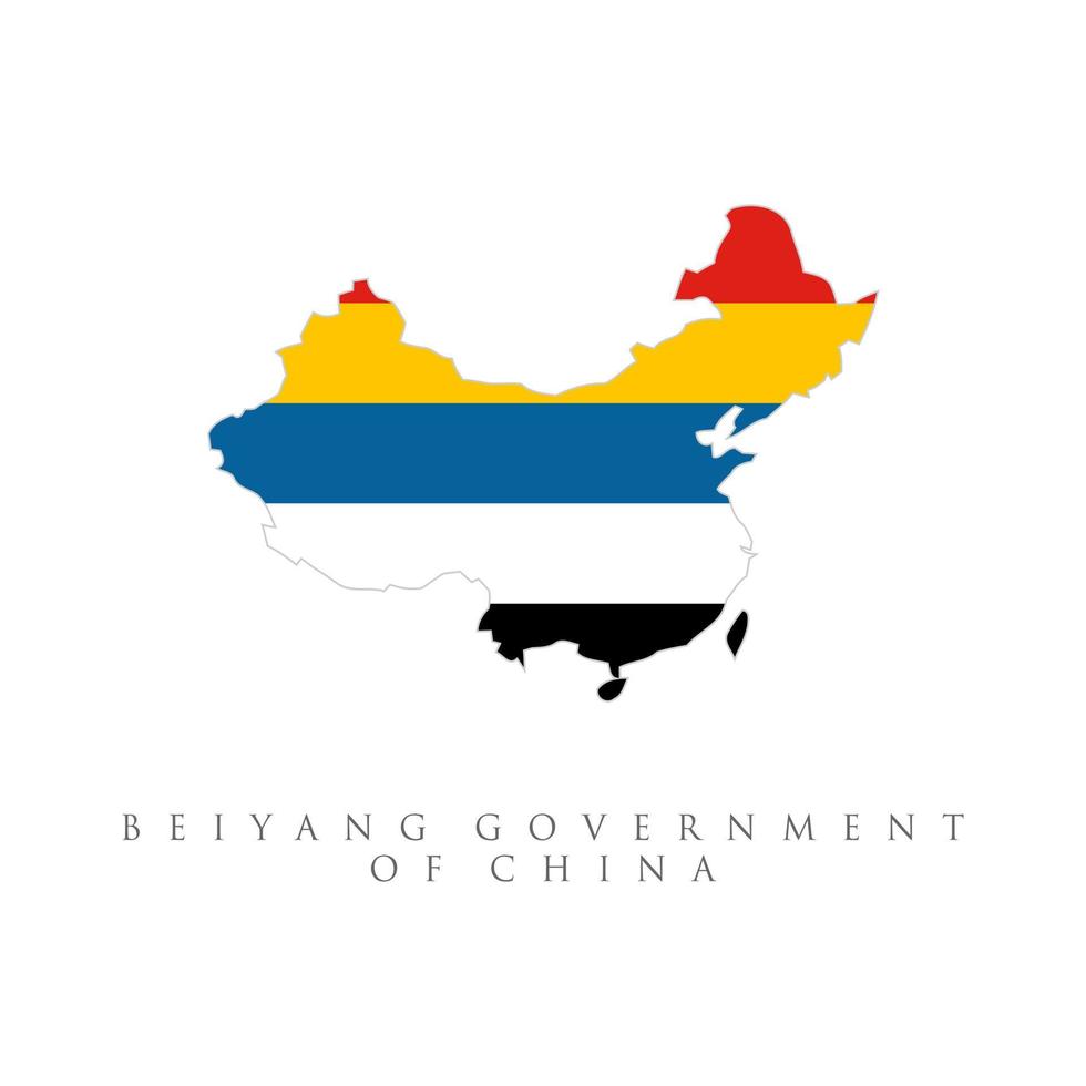 gobierno de beiyang de china bandera mapa aislado sobre fondo blanco vector