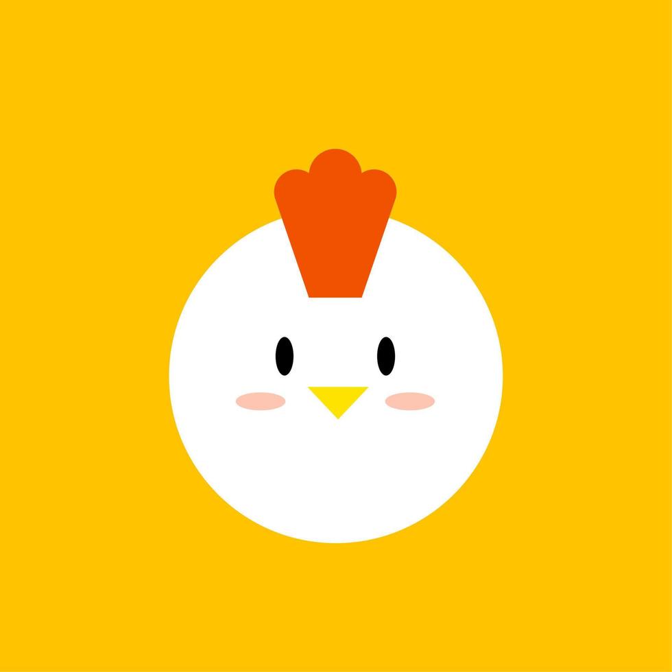 Ilustración de vector de diseño plano de pollo kawaii lindo y kawaii