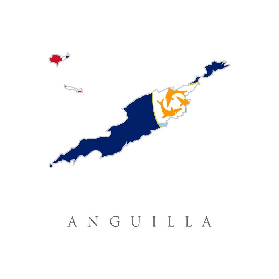 Anguilla Map Flag. Map of Anguilla flag of Anguilla isolated on white background. vector