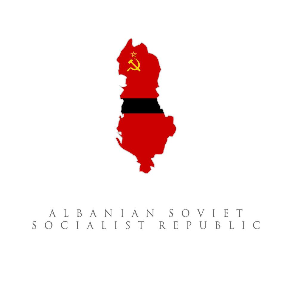 Albanian soviet socialist republic flag map. isolated on white background vector