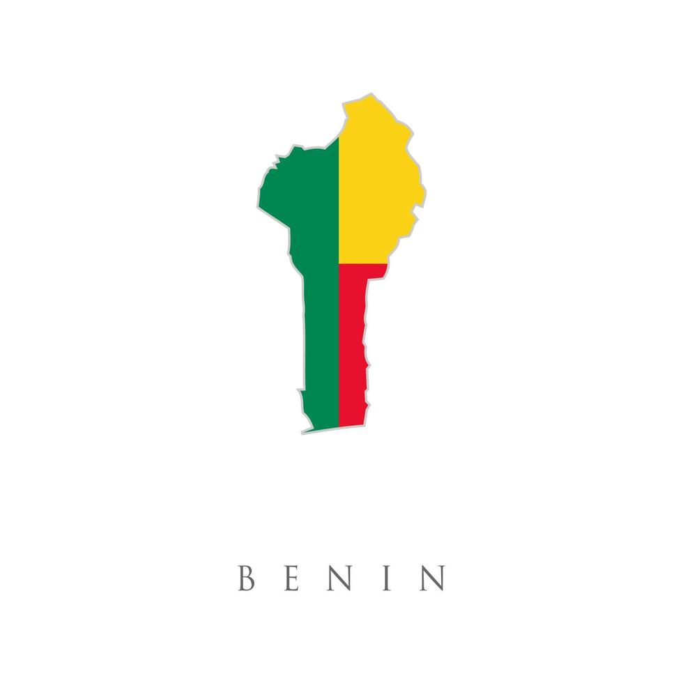 Vector map of Benin with flag. Isolated, white background. Benin Map Flag. Map of Benin with the Beninese national flag isolated on white background. Vector illustration